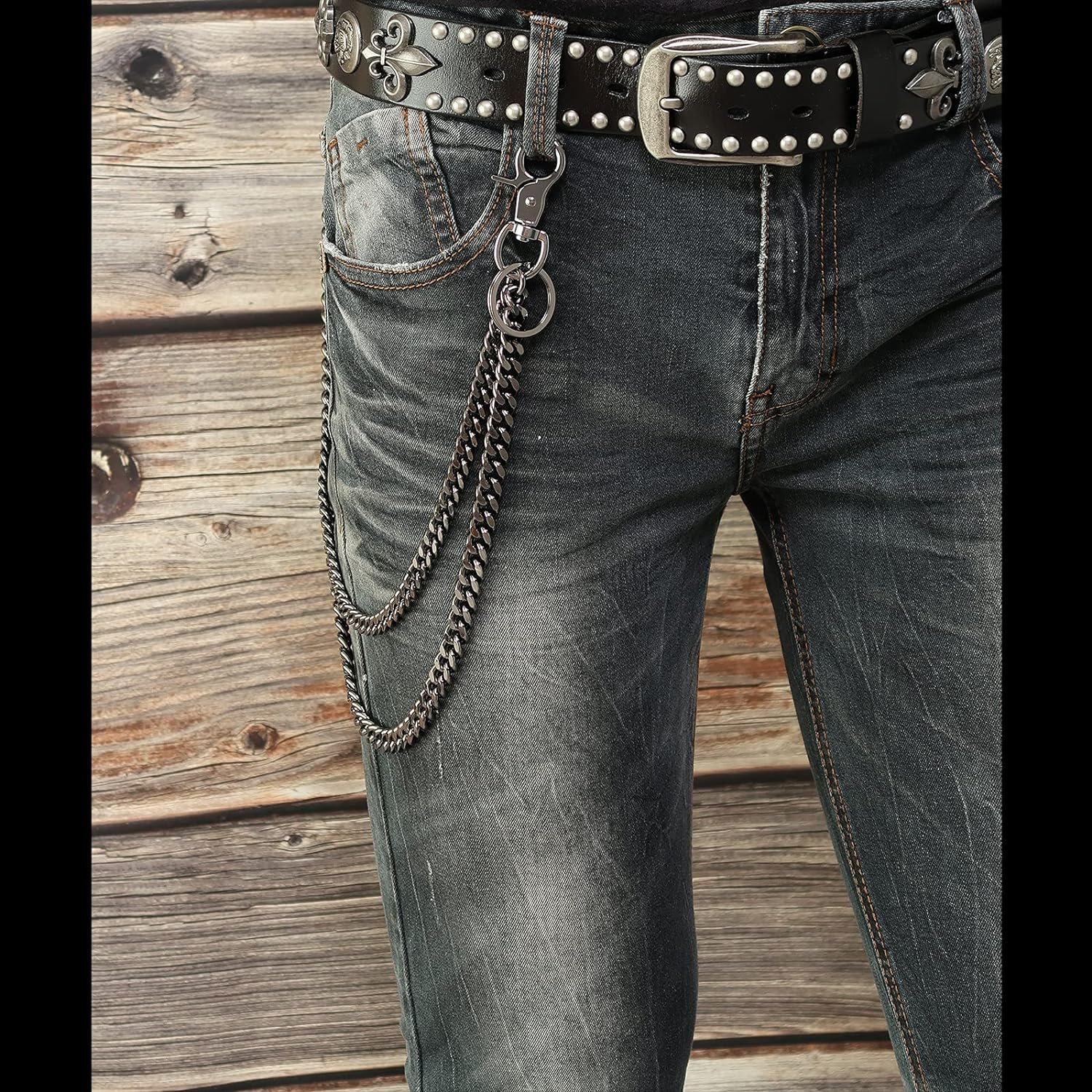 Heavy Duty Wallet Chain Men Women Boy Girl, Biker Motorcycle Pants Jean Punk Goth Key Chain Black Gold Silver TH