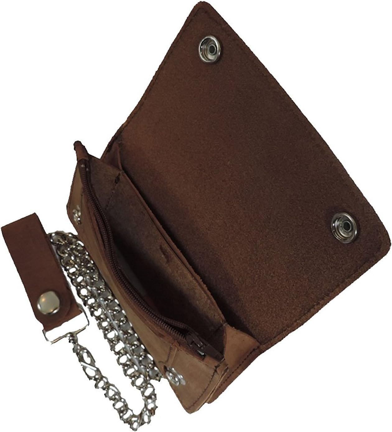 Leather Biker Billfold Chain 8 inch Wallet Natural Tan Brown Distressed Leather Made in USA