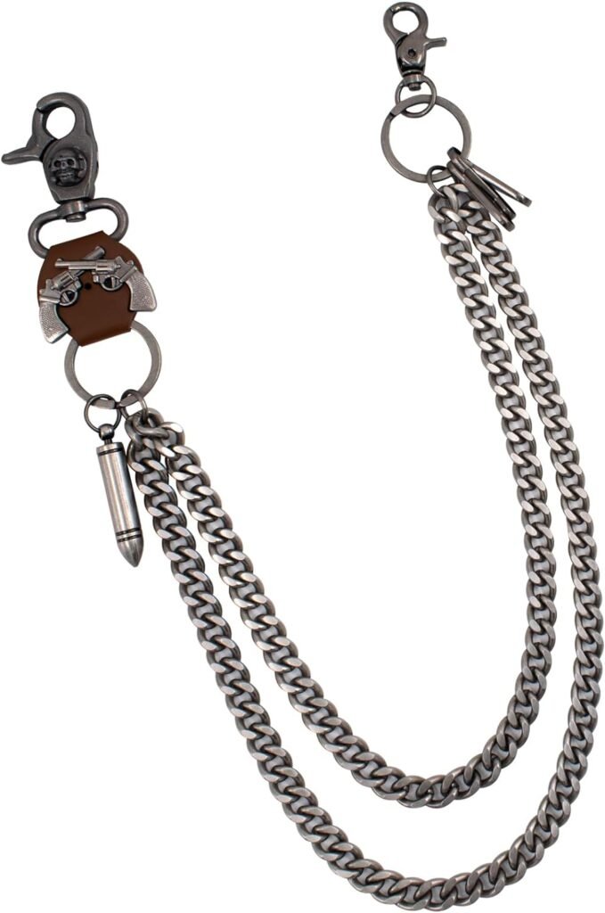 Long Wallet Chain Biker Punk Key Chains Hip Hop Skull Pant Chain Heavy Waist Chain Suitable for Men’s Jean Belt Loop