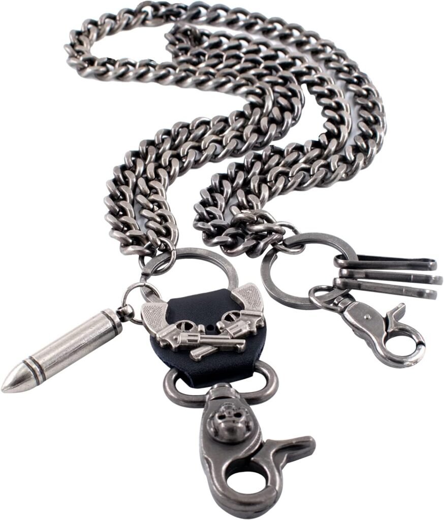 Long Wallet Chain Biker Punk Key Chains Hip Hop Skull Pant Chain Heavy Waist Chain Suitable for Men’s Jean Belt Loop