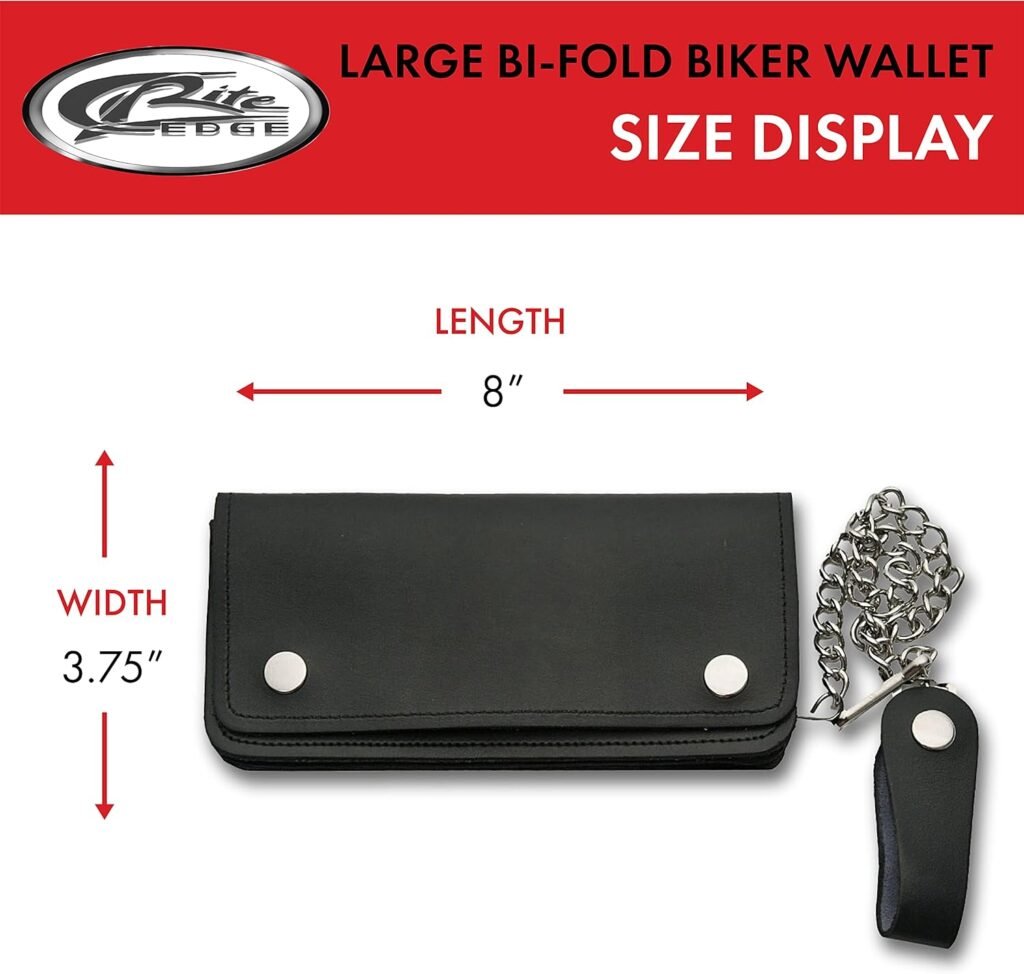SZCO Supplies Large Bi-Fold Biker Wallet, 8x3.75-Inch , Black