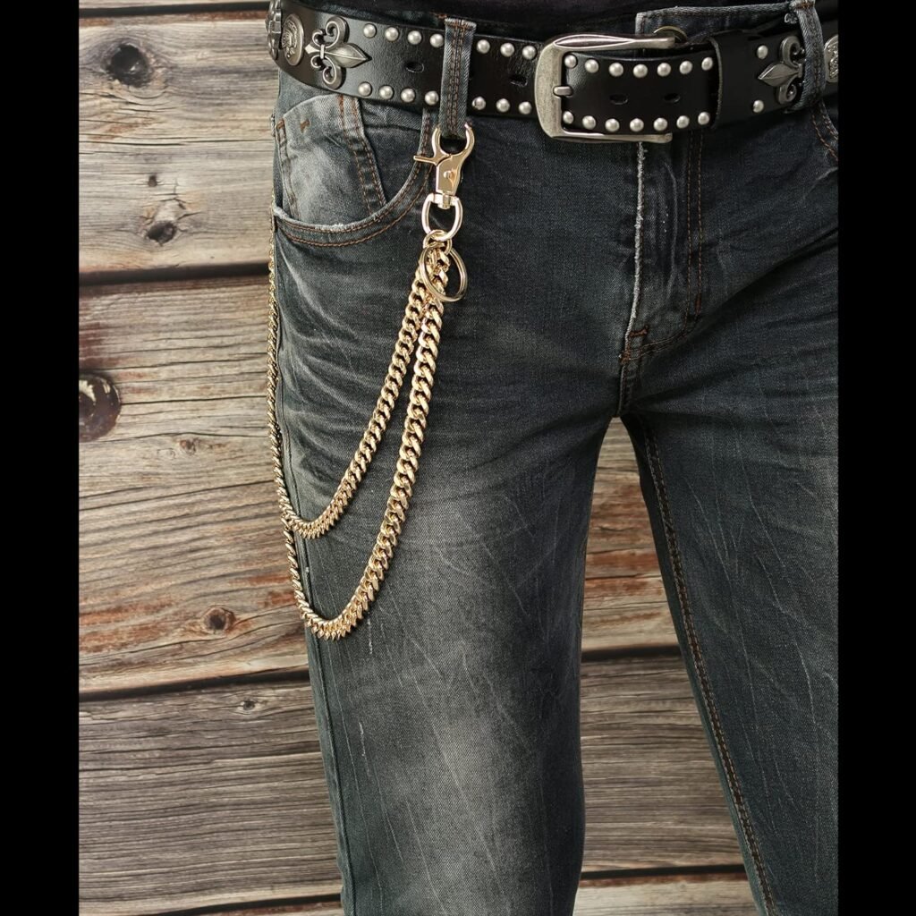 newtro Heavy Duty Wallet Chain Men Women Boy Girl, Biker Motorcycle Pants Jean Punk Goth Key Chain Black Gold Silver TH