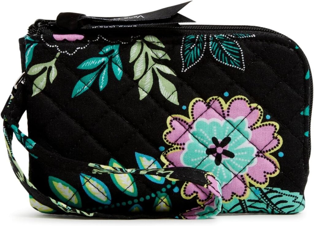 Vera Bradley Womens Cotton Double Zip ID Case Wallet With RFID Protection, Island Garden - Recycled Cotton, One Size