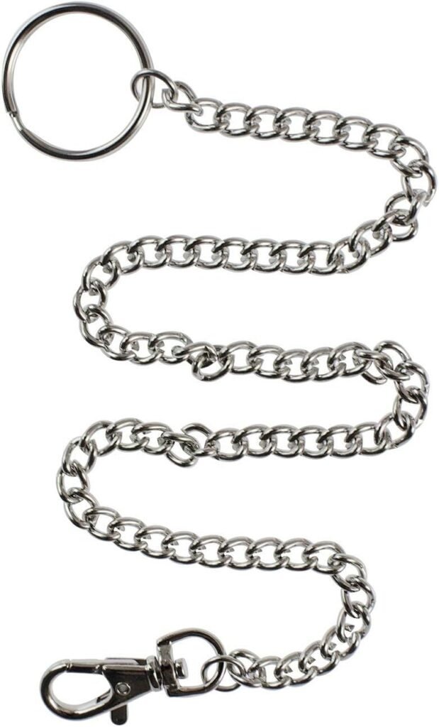 Wallet Chain 16 Silver Keychain with Lobster Clasps for Keys, Wallet, Jeans Pants, Belt Loop, Purse Handbag Silver by Handy Basics